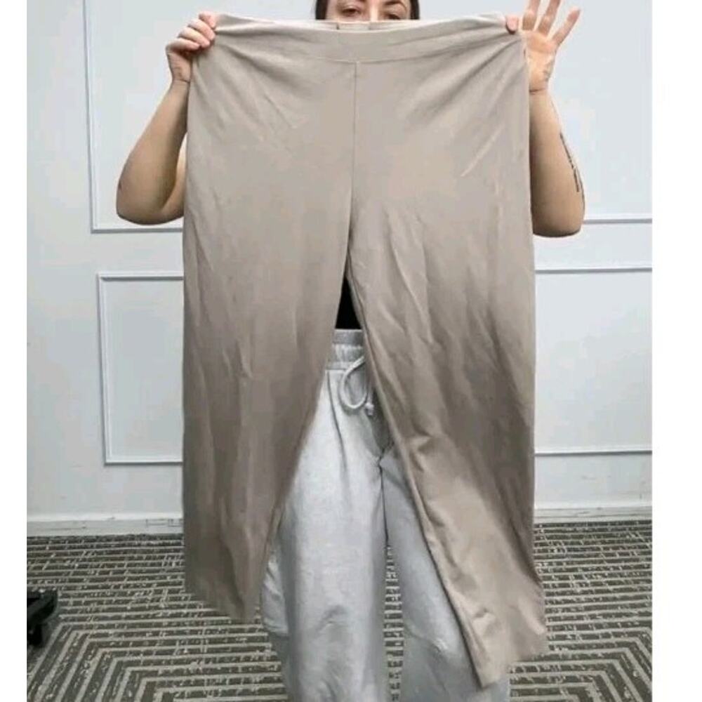 Eileen Fisher Ponte Pull On Elastic Pants XL Taupe Stretch Viscose Nylon Spandex